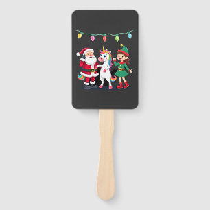 Dabbing Santa Elf Unicorn Christmas Kids Boys Men Hand Fan