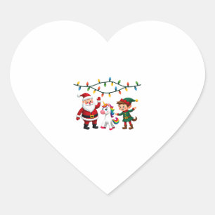 Dabbing Santa Elf Unicorn Christmas Kids Boys Men  Heart Sticker