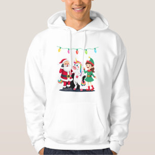 Dabbing Santa Elf Unicorn Christmas Kids Boys Men Hoodie