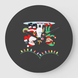Dabbing Santa Elf Unicorn Christmas Kids Boys Men Large Clock