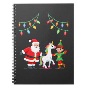 Dabbing Santa Elf Unicorn Christmas Kids Boys Men Notebook