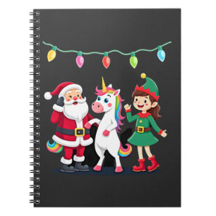Dabbing Santa Elf Unicorn Christmas Kids Boys Men Notebook