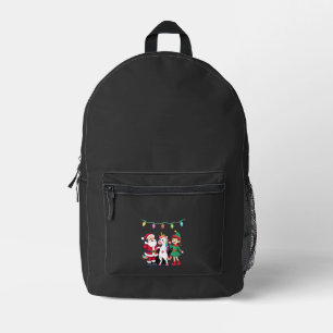 Dabbing Santa Elf Unicorn Christmas Kids Boys Men Printed Backpack