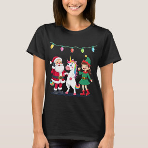 Dabbing Santa Elf Unicorn Christmas Kids Boys Men  T-Shirt