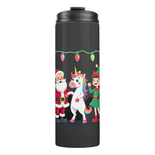 Dabbing Santa Elf Unicorn Christmas Kids Boys Men  Thermal Tumbler