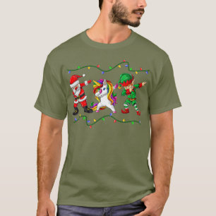 Dabbing Santa Elf Unicorn Christmas Kids Boys T-Shirt