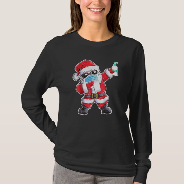 Dabbing Santa Face Mask  Christmas T-Shirt (Front)