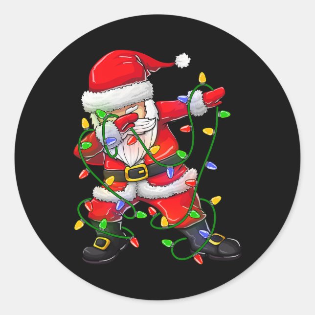 Dabbing Santa  for Boys Girls Christmas Tree Light Classic Round Sticker (Front)