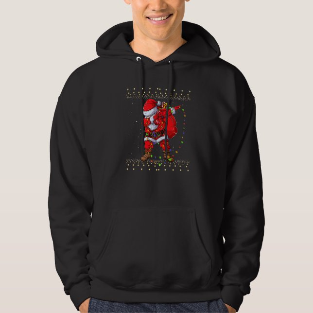 Dabbing Santa  for Boys Girls Christmas Tree Light Hoodie (Front)