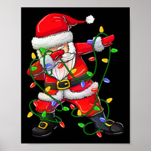 Dabbing Santa for Boys Girls Christmas Tree Light Poster