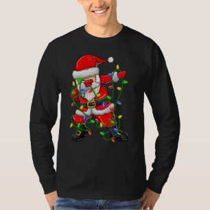 Dabbing Santa For Boys Girls Christmas Tree Lights T-Shirt