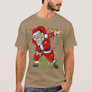 Dabbing Santa for Boys Girls Ugly Christmas Light T-Shirt