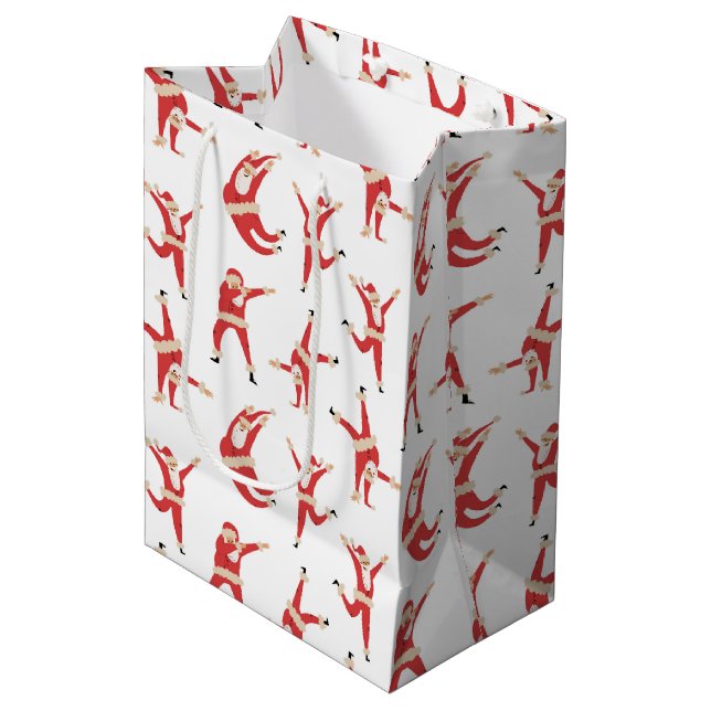Dabbing Santa Fun Christmas Pattern Medium Gift Bag (Front Angled)