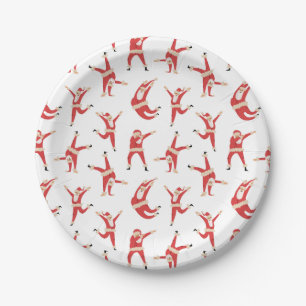 Dabbing Santa Fun Christmas Pattern Paper Plate