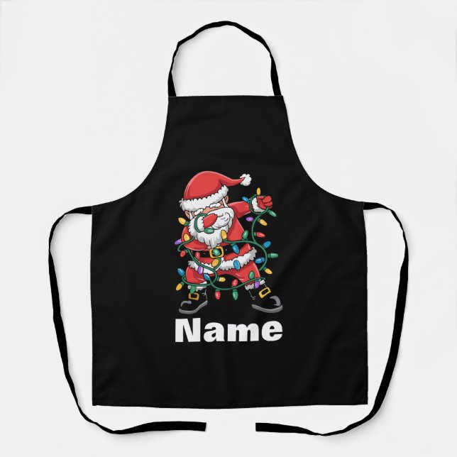 Dabbing Santa Funny Personalised Christmas Gift Apron (Front)