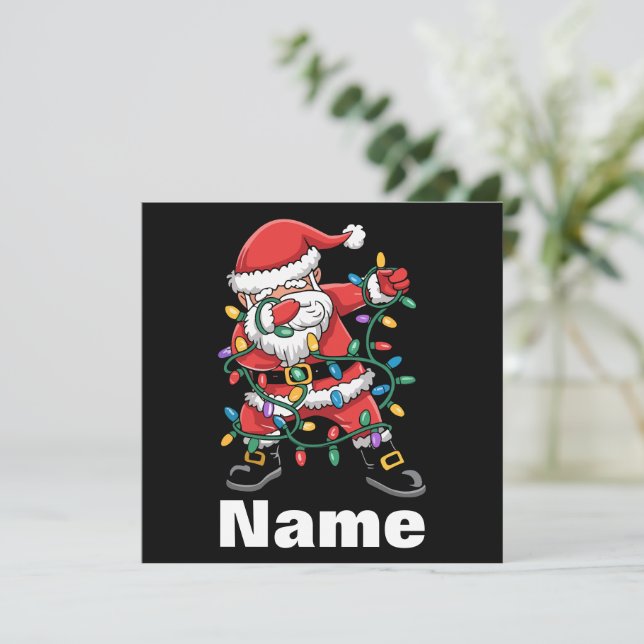 Dabbing Santa Funny Personalised Christmas Gift Holiday Card (Standing Front)