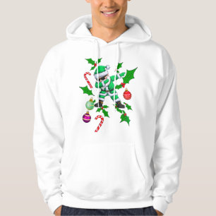 Dabbing Santa- Green & White Christmas Design Hoodie