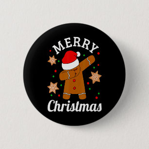Dabbing Santa Hat Gingerbread Man Xmas For Girls T 6 Cm Round Badge