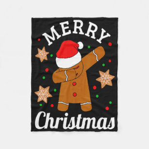 Dabbing Santa Hat Gingerbread Man Xmas For Girls T Fleece Blanket