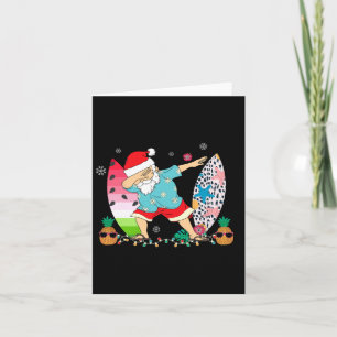 Dabbing Santa Hawaiian Surf Surfing Christmas In J Card