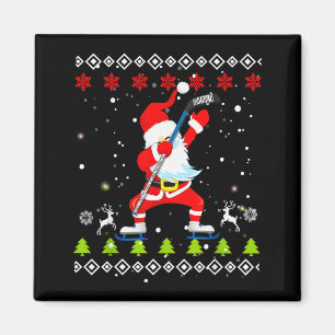 Dabbing Santa Hockey Ugly Christmas Sweater Xmas  Magnet