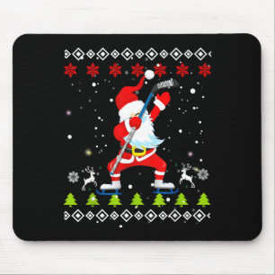 Dabbing Santa Hockey Ugly Christmas Sweater Xmas  Mouse Pad