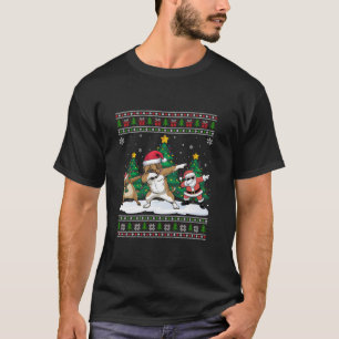 Dabbing Santa Reindeer Dogue De Bordeaux Dog Tree  T-Shirt