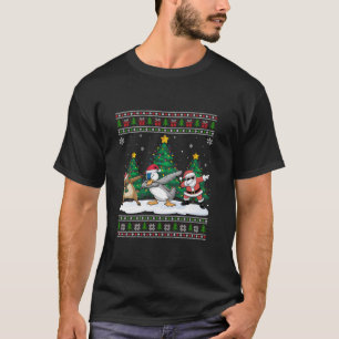 Dabbing Santa Reindeer Duck Tree Lights Ugly Xmas T-Shirt