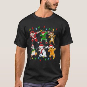 Dabbing Santa Reindeer Elf Snowman Friends Christm T-Shirt