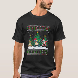 Dabbing Santa Reindeer Frog Tree Lights Ugly Xmas  T-Shirt
