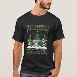 Dabbing Santa Reindeer Koala Tree Lights Ugly Xmas T-Shirt