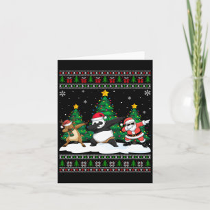 Dabbing Santa Reindeer Panda Tree Lights Ugly Xmas Card