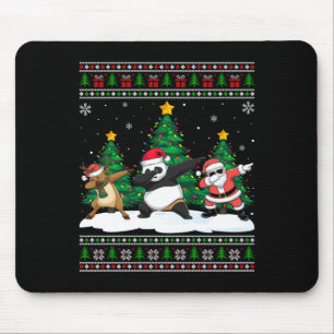 Dabbing Santa Reindeer Panda Tree Lights Ugly Xmas Mouse Pad