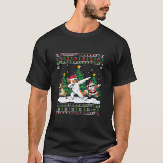 Dabbing Santa Reindeer Papillon Dog Tree Lights Ug T-Shirt