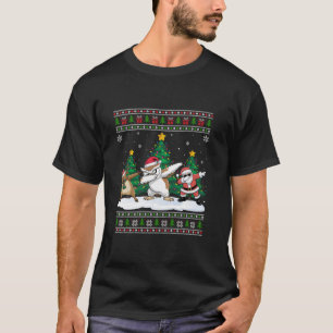 Dabbing Santa Reindeer Snowy Owl Tree Lights Ugly  T-Shirt
