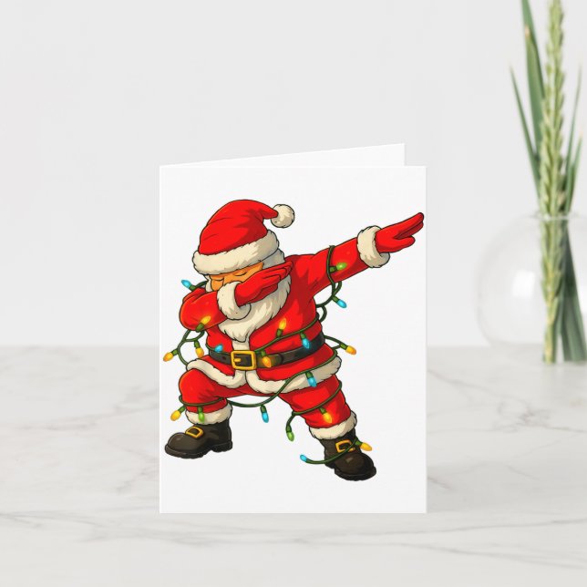 Dabbing Santa Shirt Xmas Lights Girls Boys Kids Ch Card (Front)