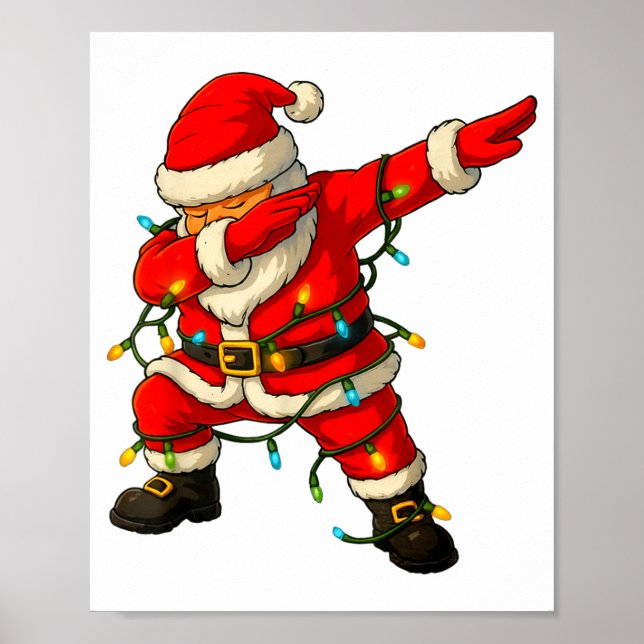 Dabbing Santa Shirt Xmas Lights Girls Boys Kids Ch Poster (Front)