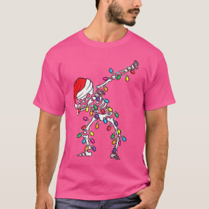 Dabbing Santa Skeleton Christmas Lights Dab Dance T-Shirt