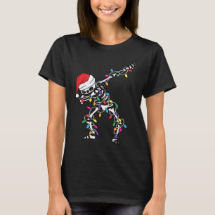 Dabbing Santa Skeleton Christmas Lights Dab Dance T-Shirt