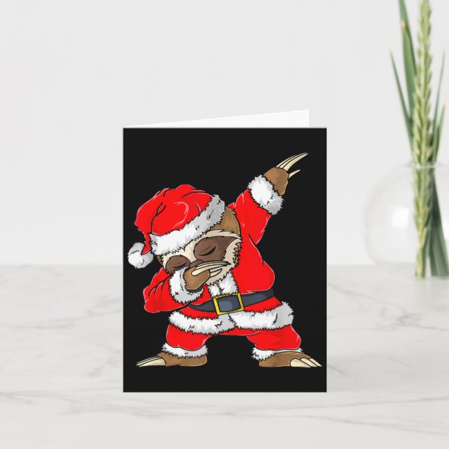 Dabbing Santa Sloth Merry Slothmas Christmas Kids  Card (Front)