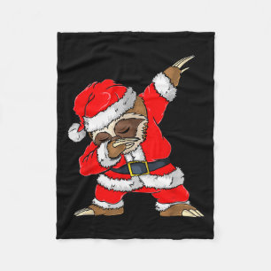 Dabbing Santa Sloth Merry Slothmas Christmas Kids Fleece Blanket