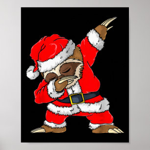 Dabbing Santa Sloth Merry Slothmas Christmas Kids Poster