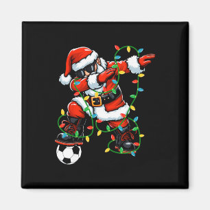 Dabbing Santa Soccer Christmas Lights Xmas Soccer Magnet