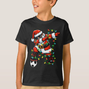 Dabbing Santa Soccer Christmas Lights Xmas Soccer  T-Shirt