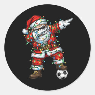 Dabbing Santa Soccer Christmas Pajamas Boys Kids M Classic Round Sticker