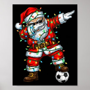 Dabbing Santa Soccer Christmas Pajamas Boys Kids M Poster
