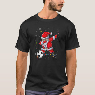 Dabbing Santa Soccer for Boys Girls Christmas Tre T-Shirt