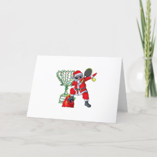 dabbing santa tennis christmas xmas gift men holiday card