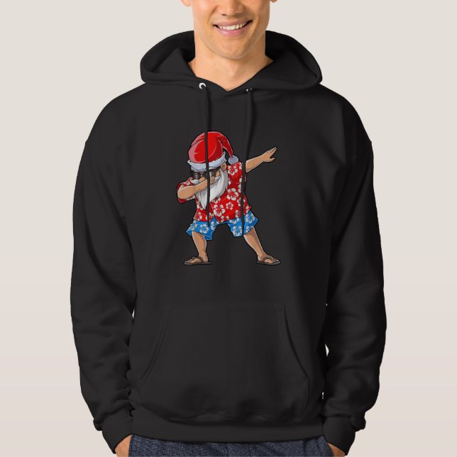 Dabbing Santa Tropical Island Christmas Hawaiian X Hoodie (Front)