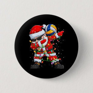 Dabbing Santa Volleyball Christmas Lights Pyjamas  6 Cm Round Badge